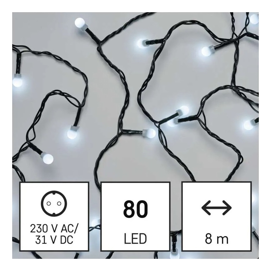 LED buiten kerstverlichting 80xLED/8 functies 13 m koud wit IP44