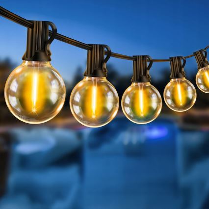 LED buiten-lichtsnoer, decoratief, 20x E12/1W, 230V, 20 m, IP65, zwart