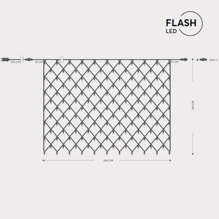 LED Buiten NET-lichtgordijn 240xLED/7,2W/230V 1,5x2 m IP44 warm wit