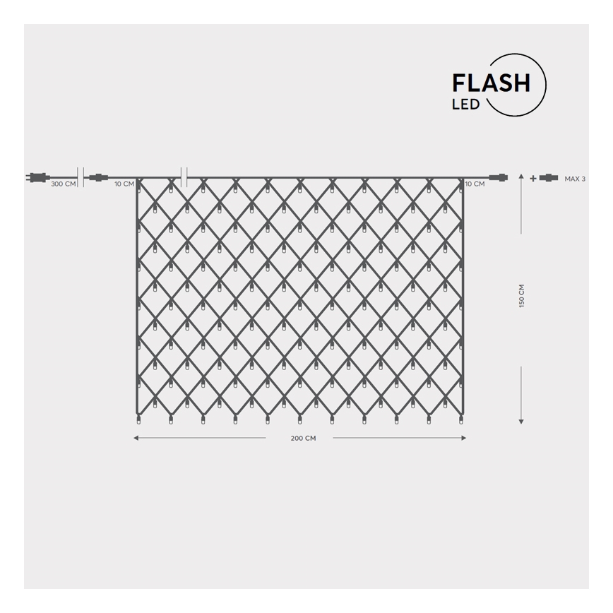 LED Buiten NET-lichtgordijn 240xLED/7,2W/230V 1,5x2 m IP44 warm wit