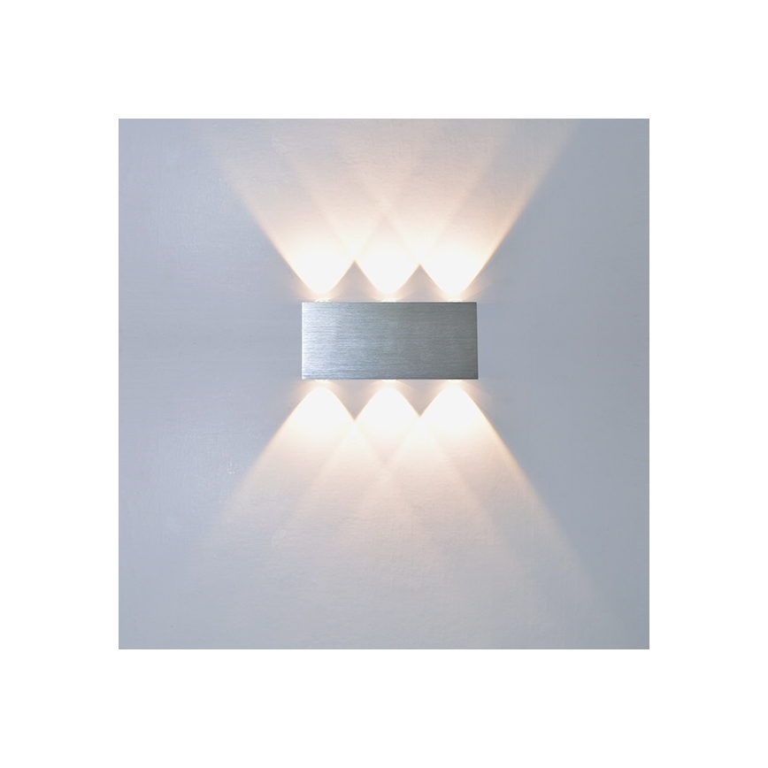 LED Buiten wandlamp ZILVER 6xLED/1W/230V IP54