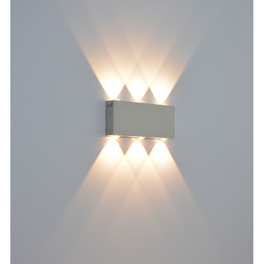 LED Buiten wandlamp ZILVER 6xLED/1W/230V IP54