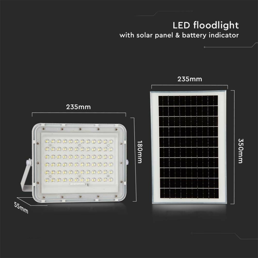 LED Buiten dimbaar zonne- Schijnwerper LED/15W/3,2V IP65 4000K wit + afstandsbediening