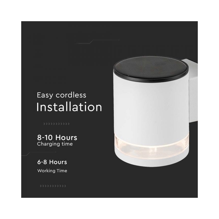 LED Buiten zonne- wandlamp LED/1W/3,7V 3000K IP54 wit