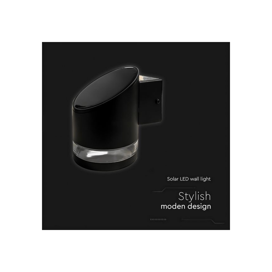 LED Buiten zonne- wandlamp LED/1W/3,7V 3000K IP54 zwart