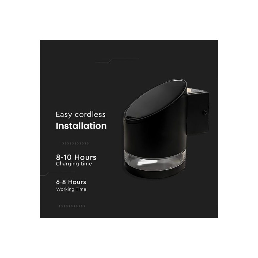LED Buiten zonne- wandlamp LED/1W/3,7V 3000K IP54 zwart