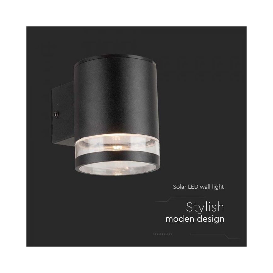 LED Buiten zonne- wandlamp LED/1W/3,7V 3000K IP54 zwart