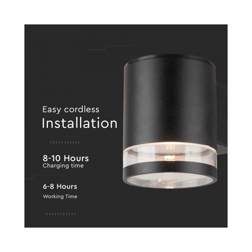 LED Buiten zonne- wandlamp LED/1W/3,7V 3000K IP54 zwart