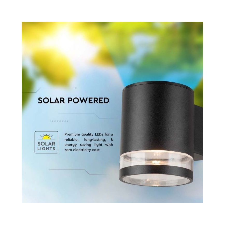 LED Buiten zonne- wandlamp LED/1W/3,7V 3000K IP54 zwart