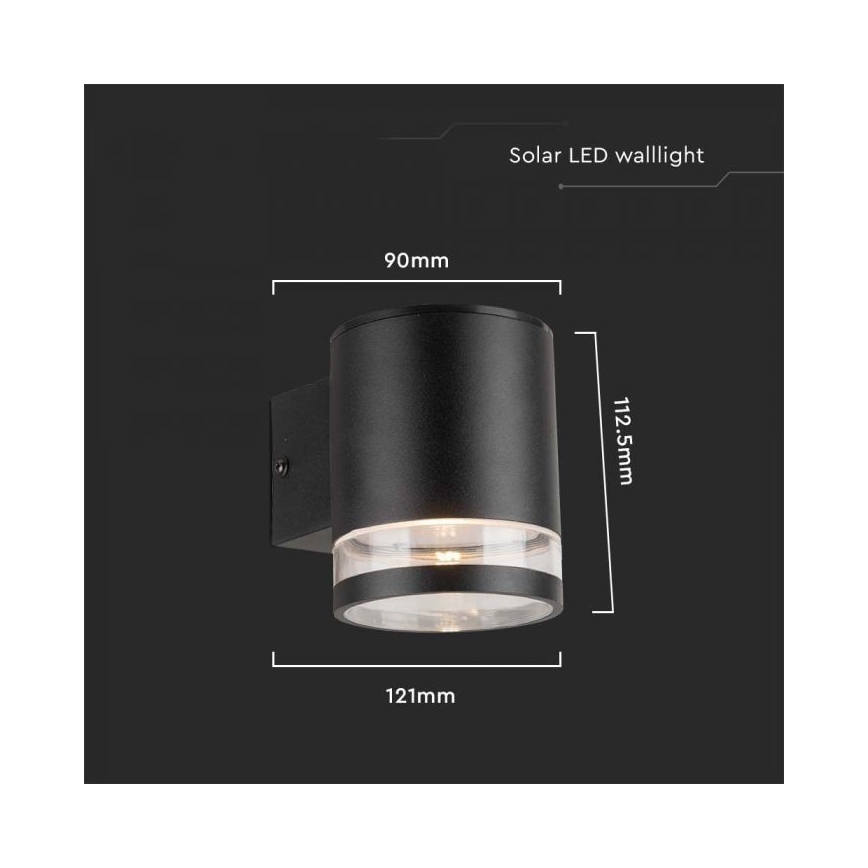 LED Buiten zonne- wandlamp LED/1W/3,7V 3000K IP54 zwart