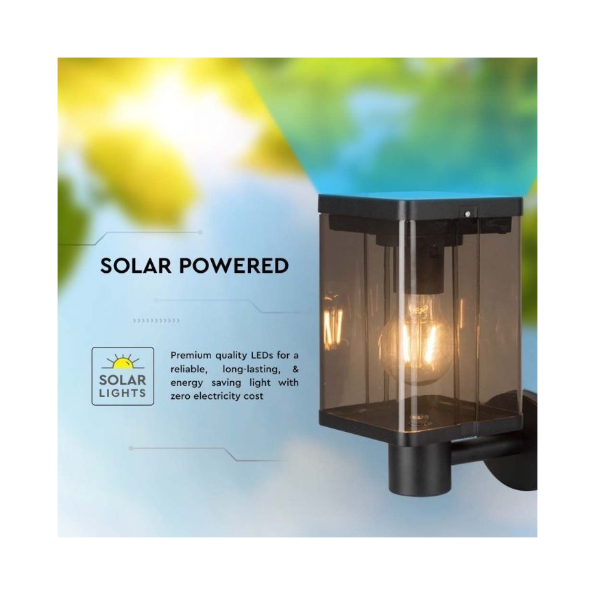LED Buiten zonne- wandlamp met sensor LED/2,5W/3,7V 3000K IP54