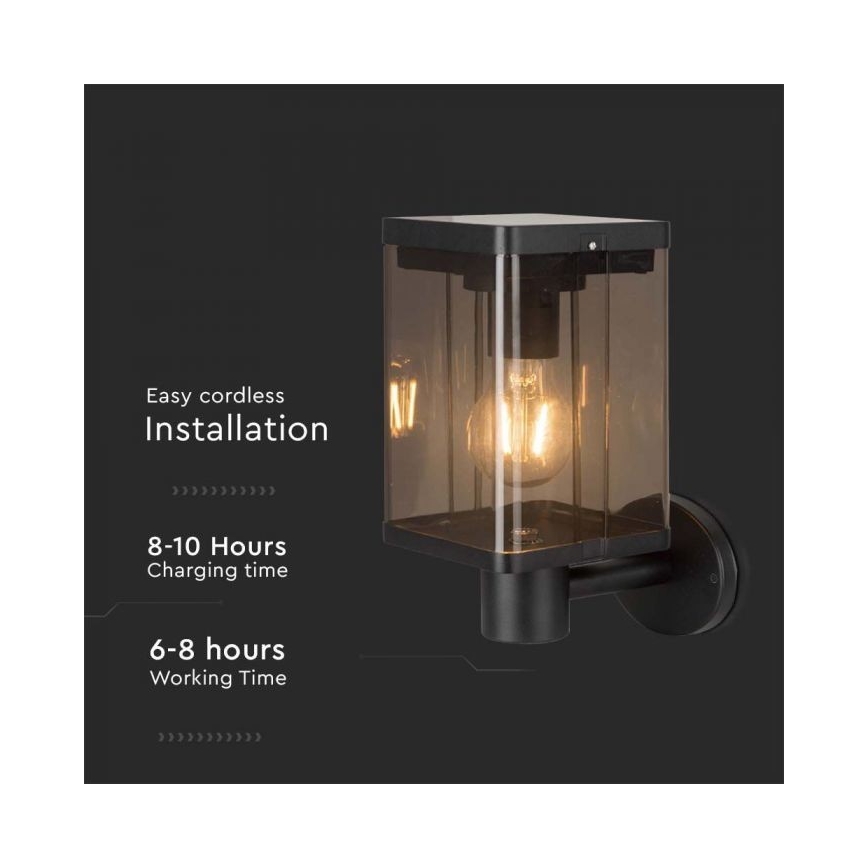 LED Buiten zonne- wandlamp met sensor LED/2,5W/3,7V 3000K IP54