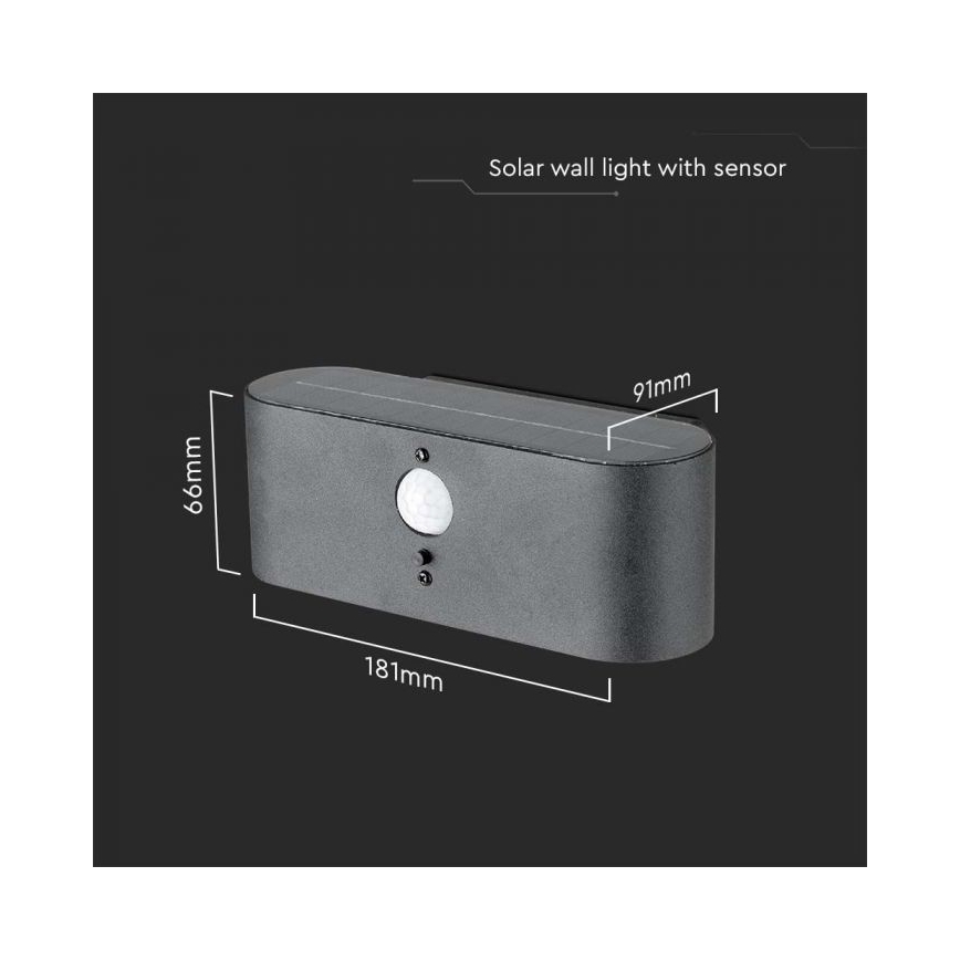 LED Buiten zonne- wandlamp met sensor LED/2,5W/3,7V 3000K IP54
