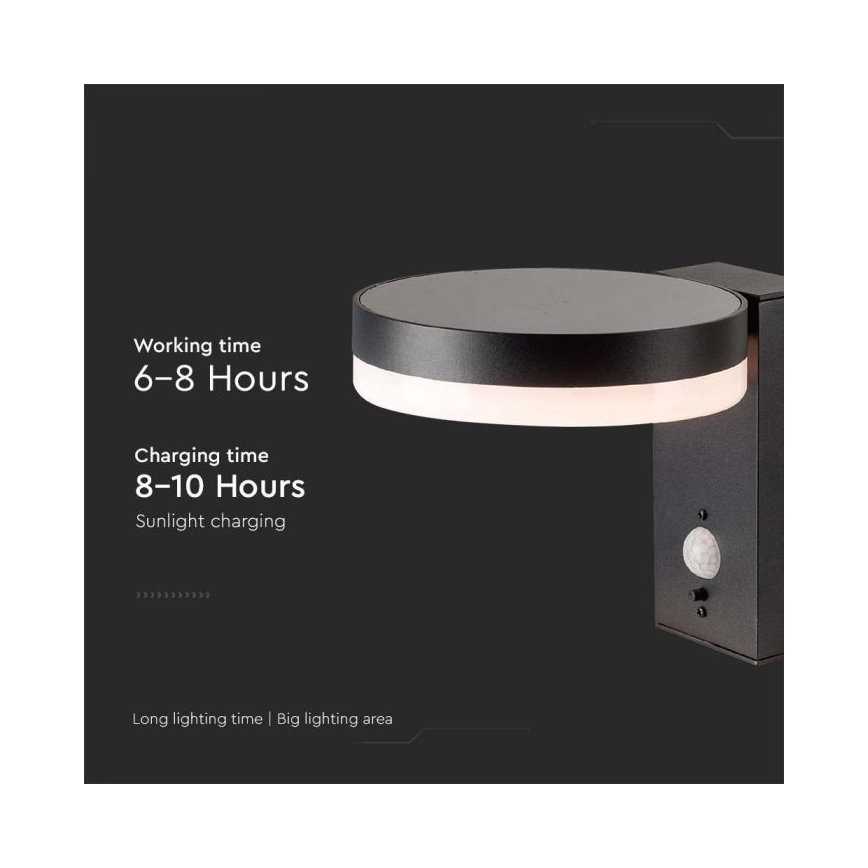 LED Buiten zonne- wandlamp met sensor LED/5,5W/3,7V 3000K IP54
