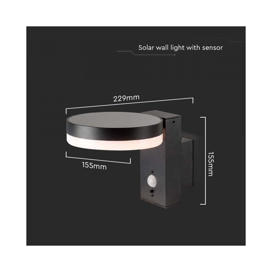 LED Buiten zonne- wandlamp met sensor LED/5,5W/3,7V 3000K IP54