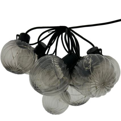 LED buitendecoratieve slinger 10xLED/0,15W/230V 6,8 m IP44 zwart/rookkleurig