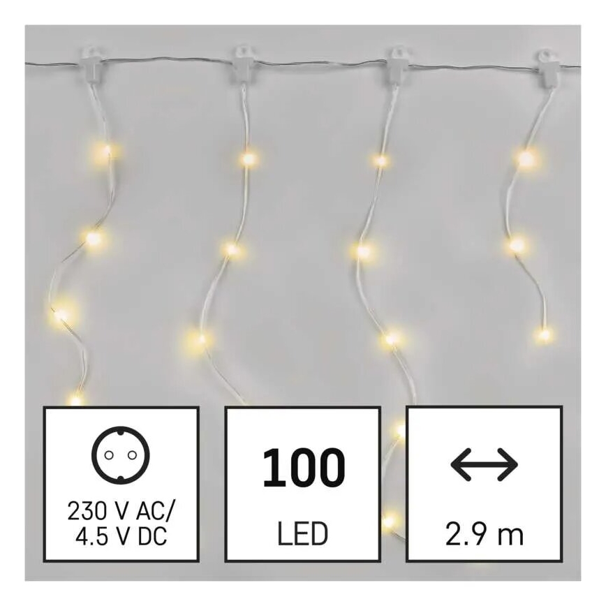 LED Buiten kerstverlichting 100xLED/8 functies 7,9x0,7m IP44 warm wit