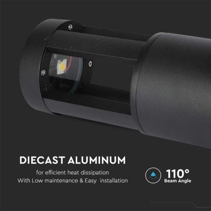LED Buitenlamp LED/10W/230V 25cm 6400K IP65 zwart