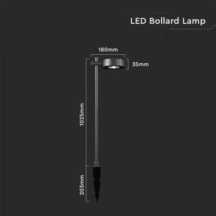 LED buitenlamp LED/7W/230V 3000K IP65 zwart 102 cm