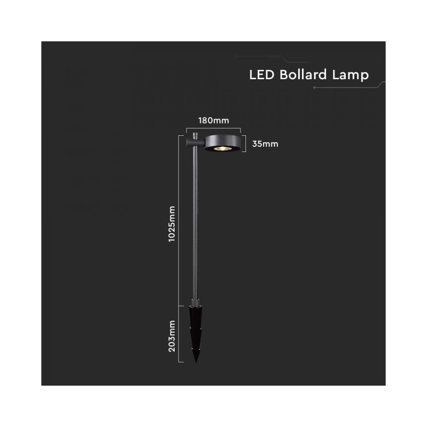 LED buitenlamp LED/7W/230V 3000K IP65 zwart