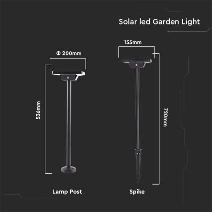 LED buitenlamp op zonne-energie 2in1 LED/2W/3,7V IP65 3000/4000/6500K