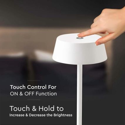 LED Dimbare Buiten Touch Oplaadbare Tafellamp LED/2W/5V 4400 mAh IP54 wit