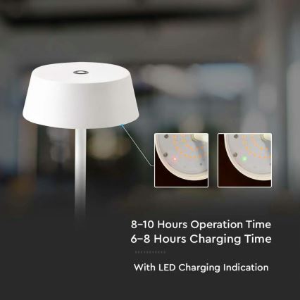 LED Dimbare Buiten Touch Oplaadbare Tafellamp LED/2W/5V 4400 mAh IP54 wit