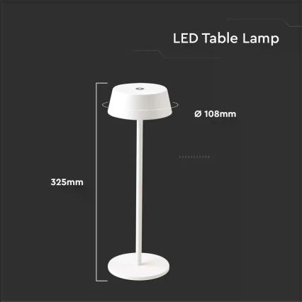LED Dimbare Buiten Touch Oplaadbare Tafellamp LED/2W/5V 4400 mAh IP54 wit