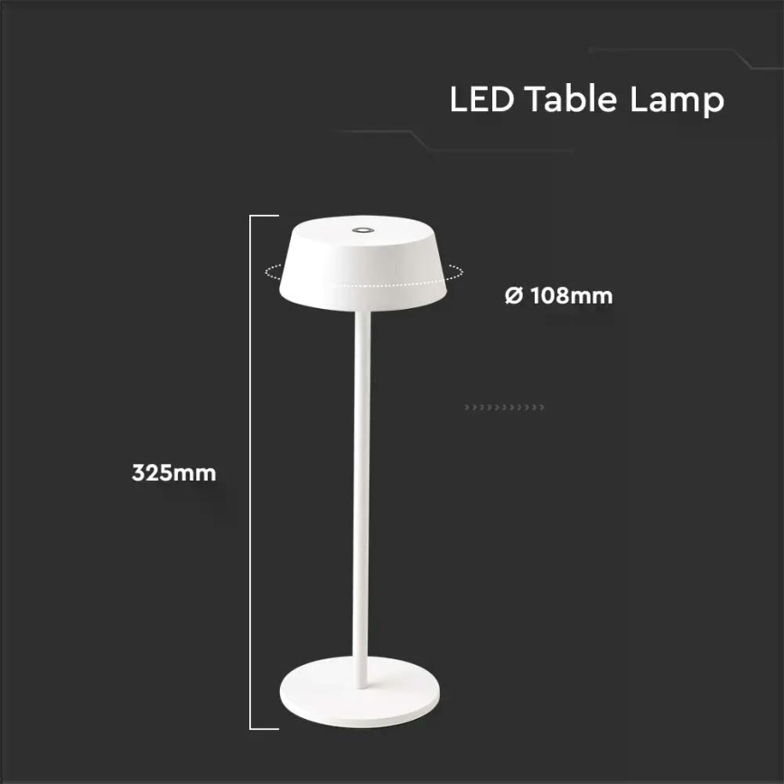 LED Dimbare Buiten Touch Oplaadbare Tafellamp LED/2W/5V 4400 mAh IP54 wit