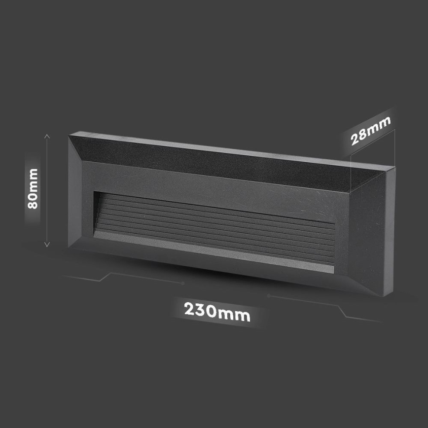 LED Buitenlamp voor trappen LED/3W/230V IP65 4000K zwart