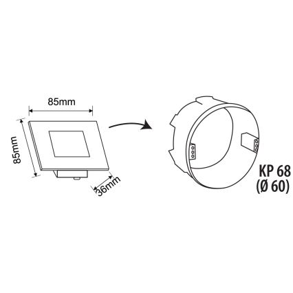 LED buitenlamp voor trappen LED/1,7W/230V 3000/4000/6000K IP54 zwart
