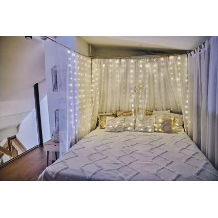 LED buitenlichtketting 240xLED/8 functies 6,7 m IP44 warm wit