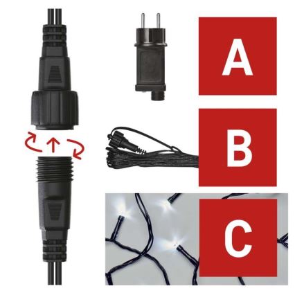 LED buitenlichtsnoer 100xLED/15m IP44 koel wit