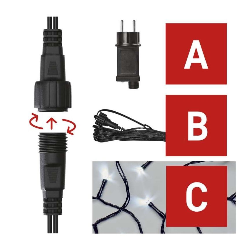 LED buitenlichtsnoer 100xLED/15m IP44 koel wit