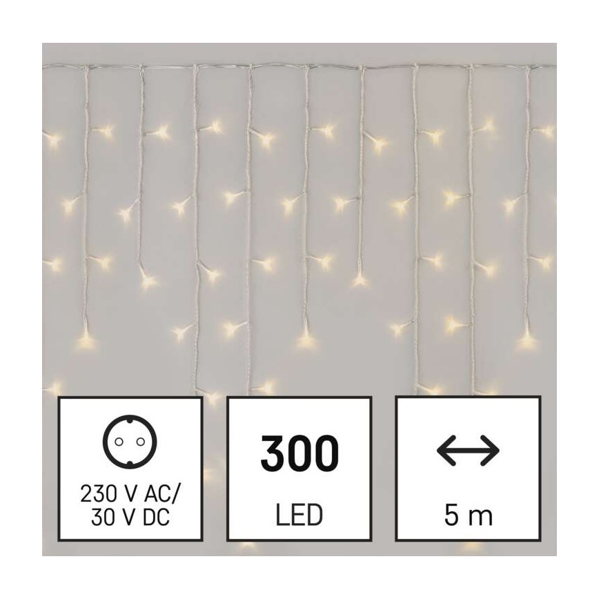 LED-buitenlichtsnoer 300 LED / 8 standen 10 m IP44 warm wit + afstandsbediening