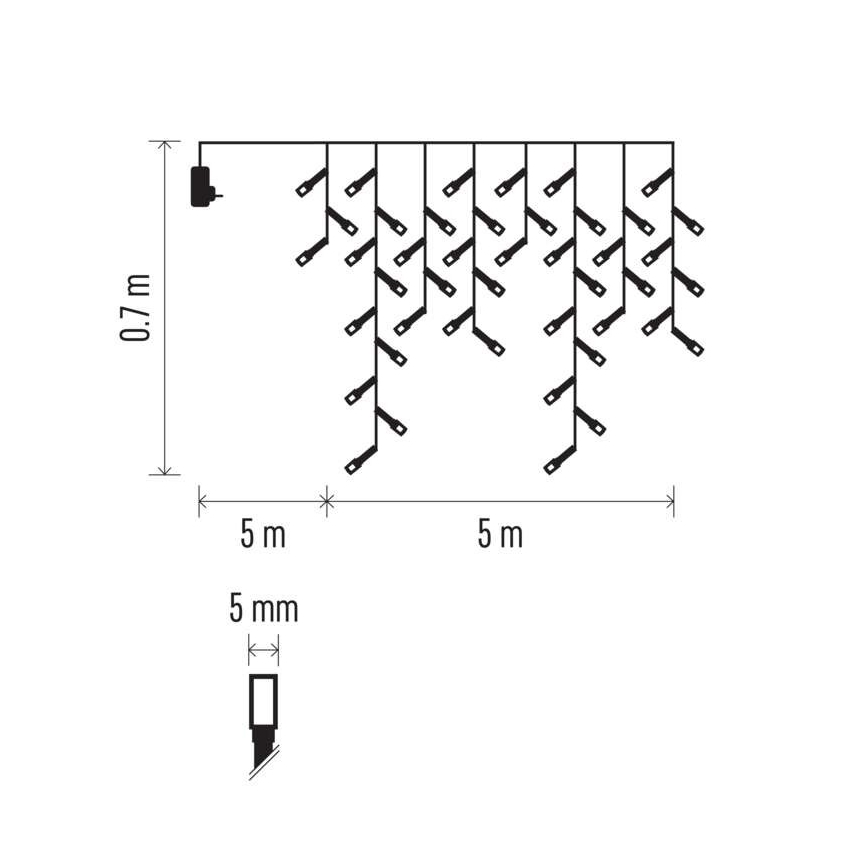 LED-buitenlichtsnoer 300 LED / 8 standen 10 m IP44 warm wit + afstandsbediening