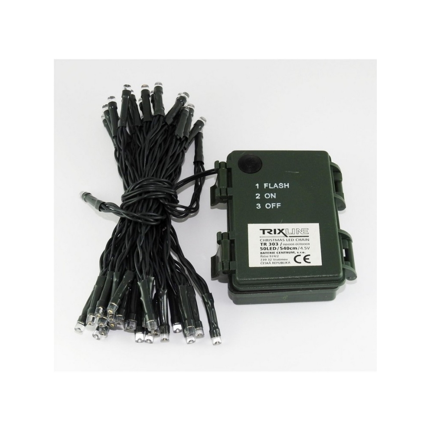 LED buitenlichtsnoer 50xLED/2 functies 5,4m IP44 warm wit