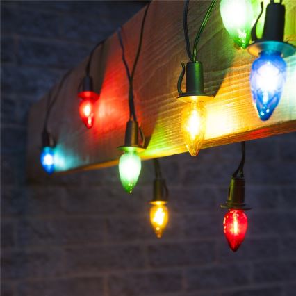 LED buitenlichtsnoer CONE FILAMENT 20xE10 19m gekleurd/warm wit IP44, Gemaakt in de EU