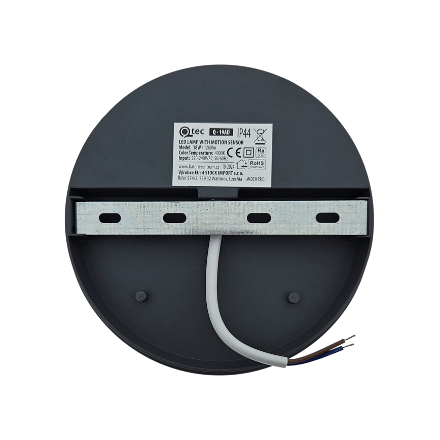 LED buitenmuurlamp met bewegingssensor, 18W, 230V, IP44, wit