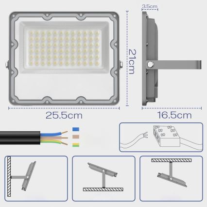 LED buitenschijnwerper LED/100W/230V 4500K IP65 grijs