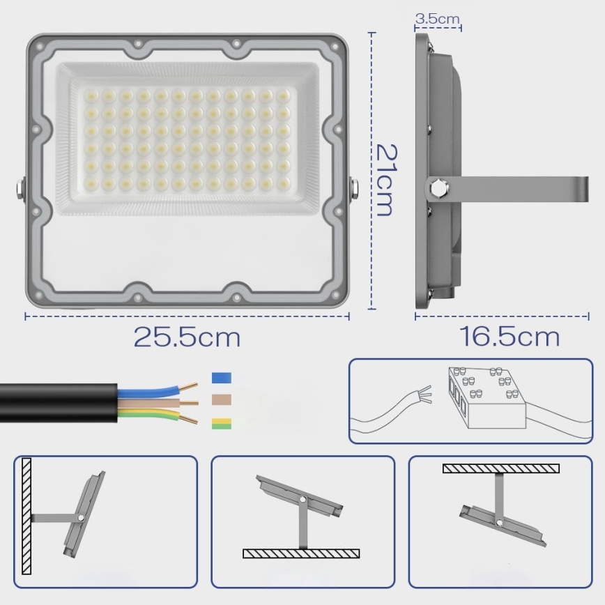 LED buitenschijnwerper LED/100W/230V 4500K IP65 grijs