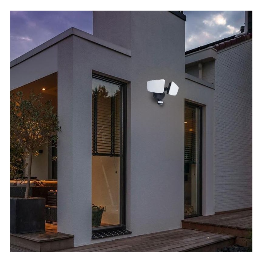 LED Buitenschijnwerper met sensor LED/24W/230V 3000/4000/6000K IP54 zwart