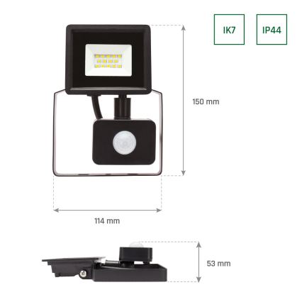 LED Buitenschijnwerper met sensor NOCTIS LUX 3 LED/10W/230V 4000K IP44 zwart