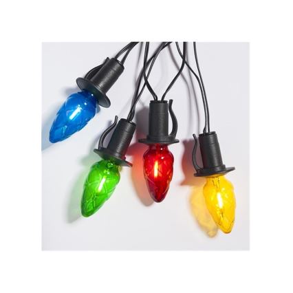 LED buitenslingerverlichting CONE FILAMENT 20xE10 19m kleurig/warm wit IP44, Gemaakt in de EU