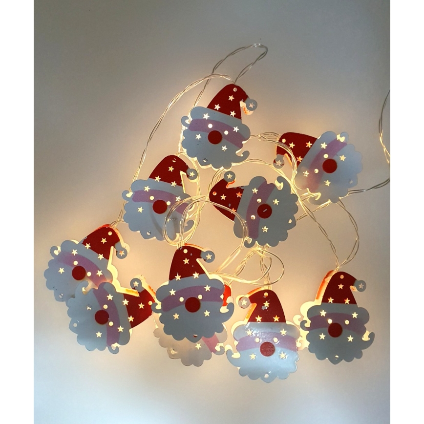 LED-buitensnoer 10×LED/2×AA 1,65 m IP44 warm wit Santa