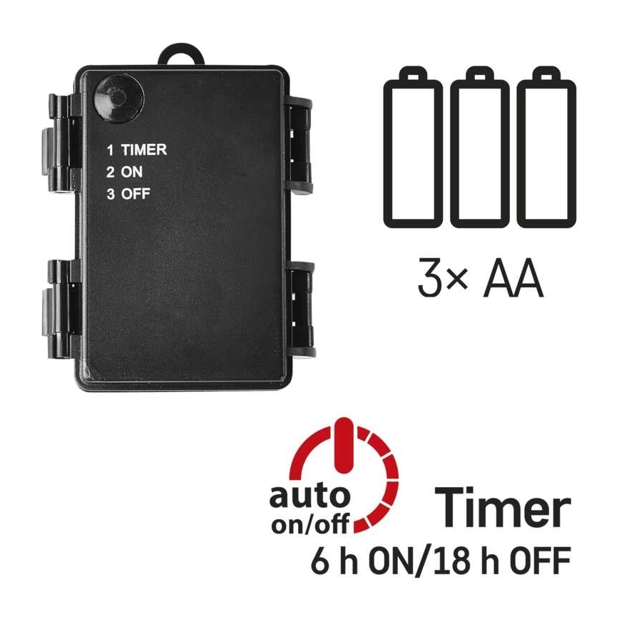 LED  buitensnoer 120xLED/3xAA 8,9m IP44 warm wit