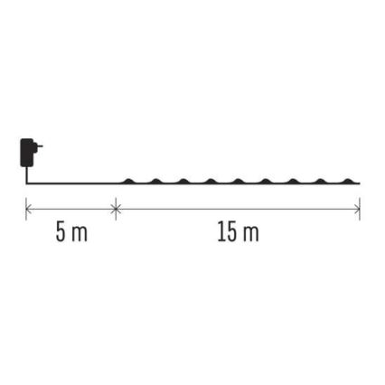 LED buitensnoer 150xLED/20m IP44 meerkleurig