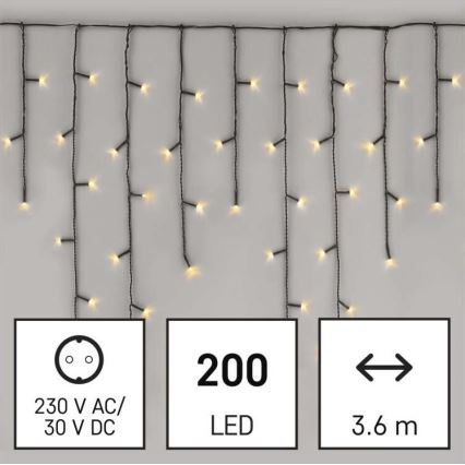 LED buitensnoer 200xLED/8 standen 8,6 m IP44 warm wit
