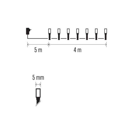 LED buitensnoer 40xLED/9m IP44 koud wit
