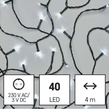 LED buitensnoer 40xLED/9m IP44 koud wit